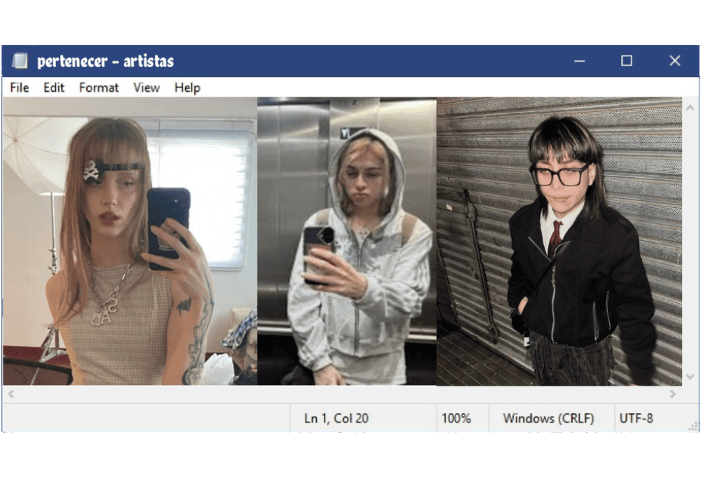 Cantantes argentinos populares del under. De izquierda a derecha: LoLo, LauraSad y Pabloxo.